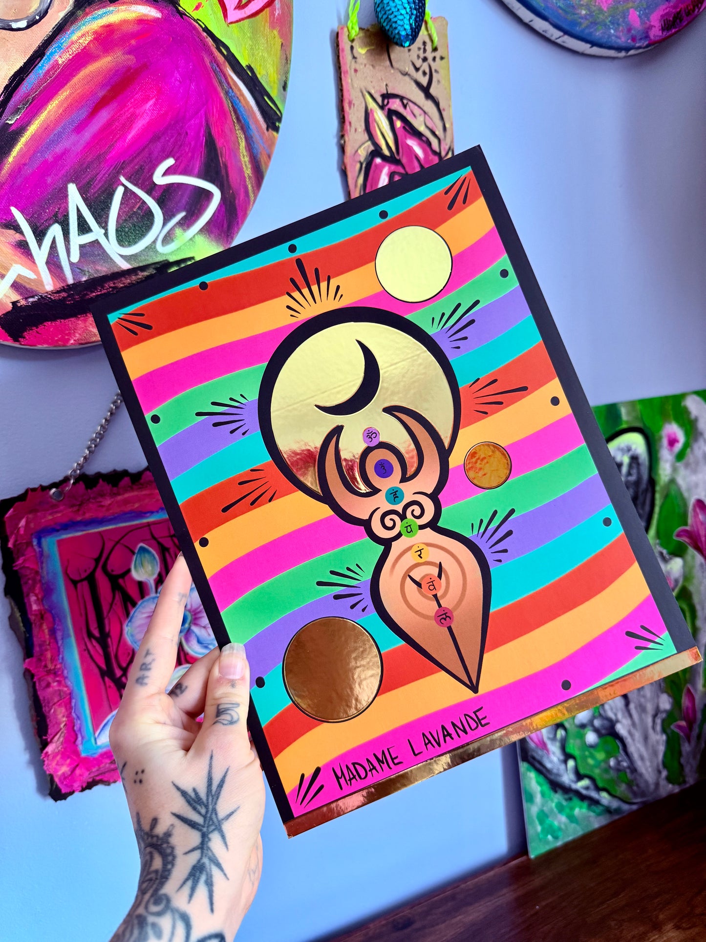 Print "Gold Chakras Goddess"