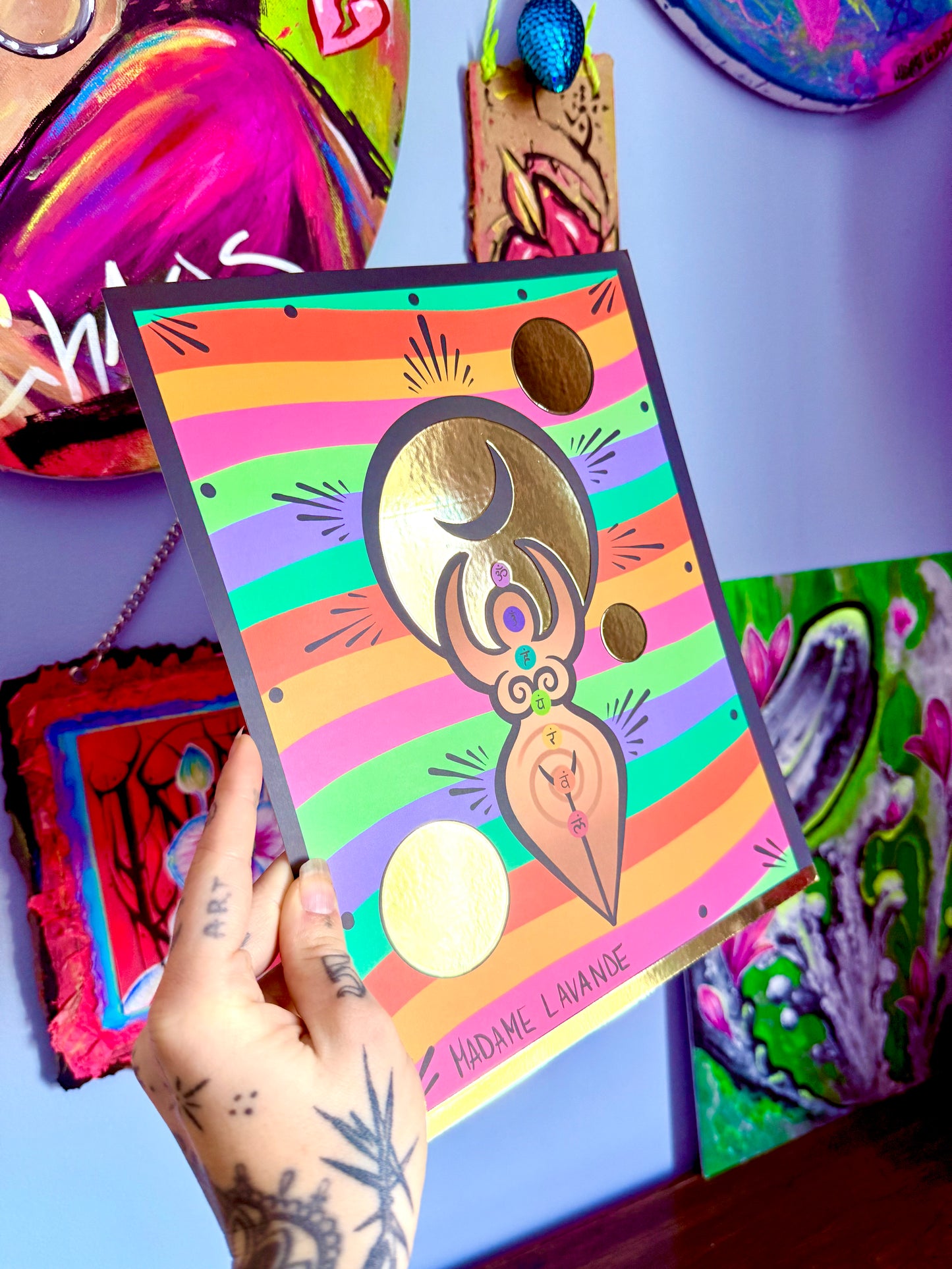 Print "Gold Chakras Goddess"